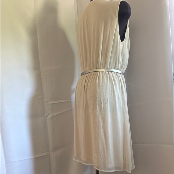 Elegant Flowy Vintage Cream Sleeveless Dress - Picture 4 of 9